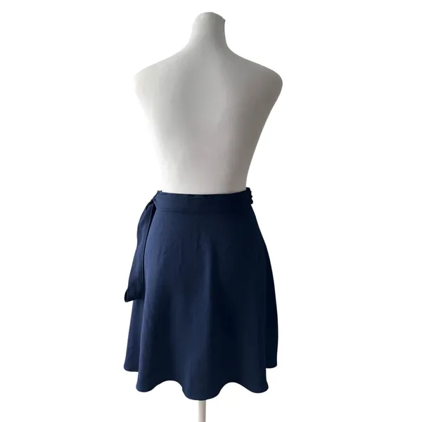American Apparel Navy Blue Adjustable Self-Tie Wrap Mini Skirt - Image 7