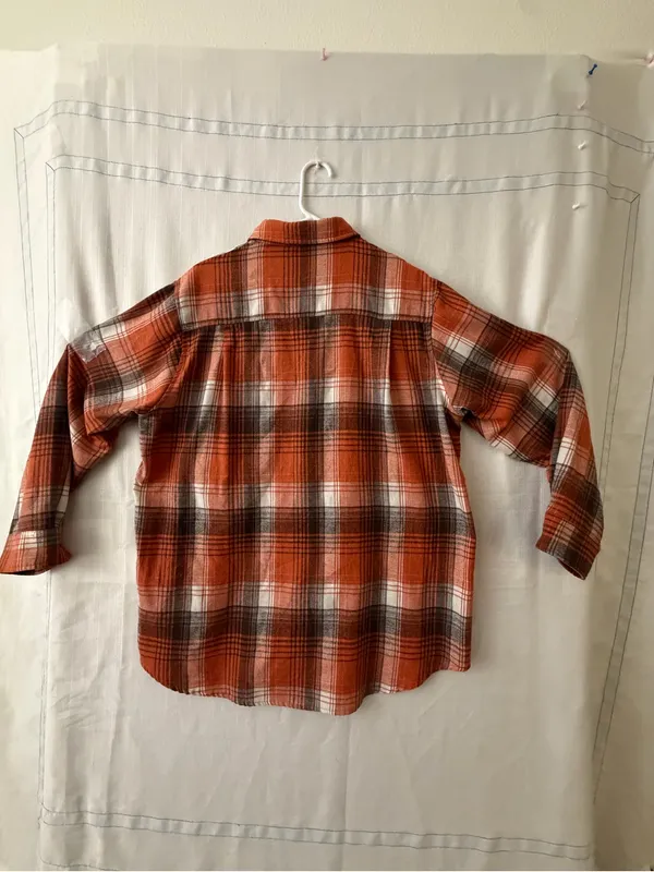 La Miel Orange Plaid Flannel Button Up Shirt Women’s size Large(A617) - Image 7