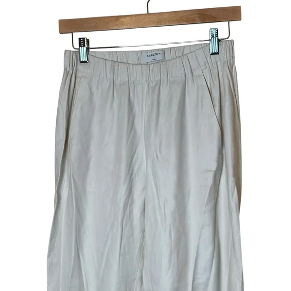 Babaton Dexter Linen‎ Blend Trouser Ankle Pants Small Ivory Quiet Luxury Neutral - Image 5