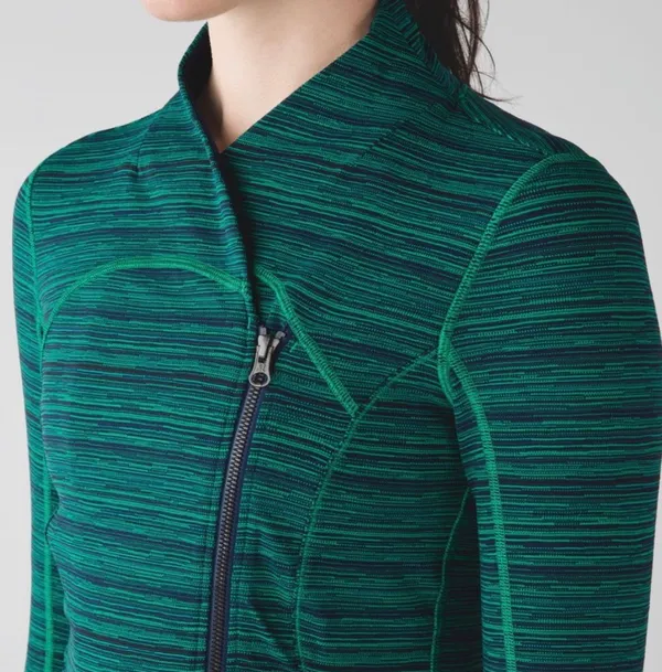 Lululemon Precision Green Cyber Jungle Blue Front Zip Jacket Size 8 - Image 2