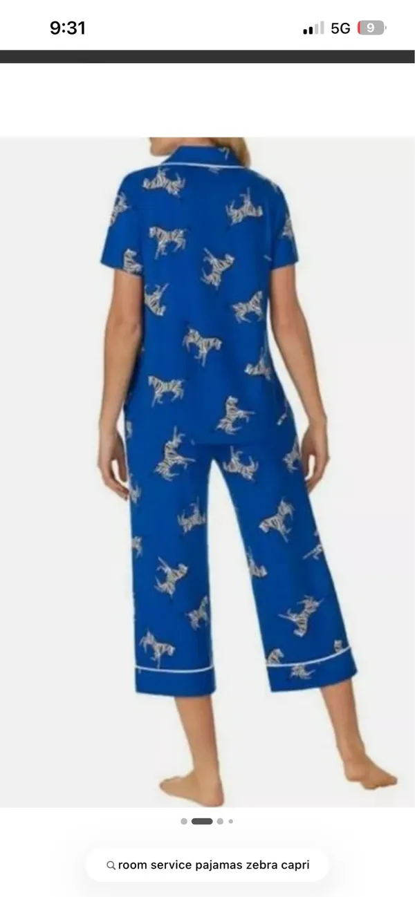 Room Service Cobalt Zebra Pajama Set Blue - Image 4
