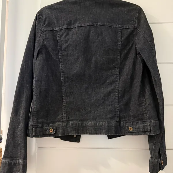 Theory Black Washed Denim Jean Jacket - Classic Button-Front - Image 6
