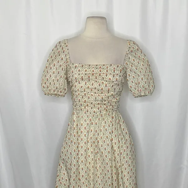 O.P.T.‎ One Pretty Time River Smocked Floral Midi Dress Puff Sleeves X-Small - Image 3