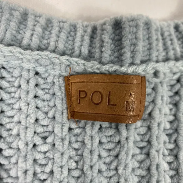 POL Anthropology Sweater Tunic Womens Medium Blue Chunky Knit‎ Short Sleeve - Image 5