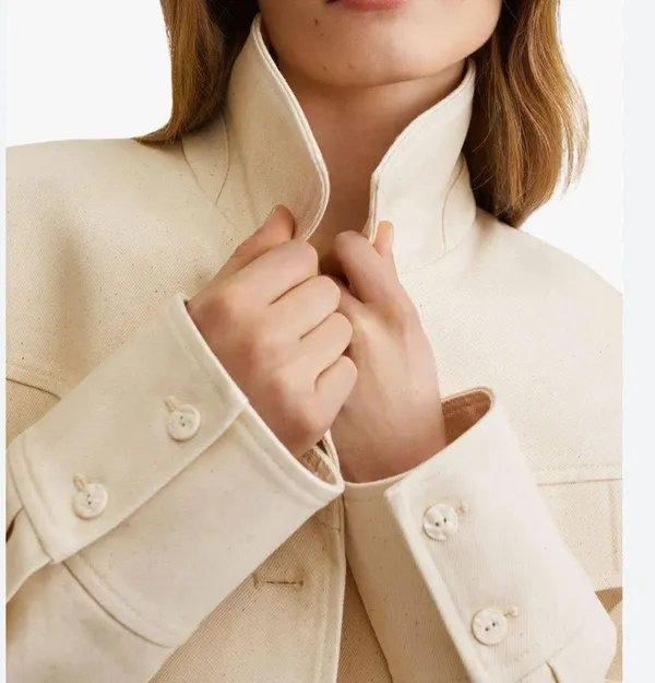 Mango NWT Oversized cotton jacket ECRU LARGE - Image 3