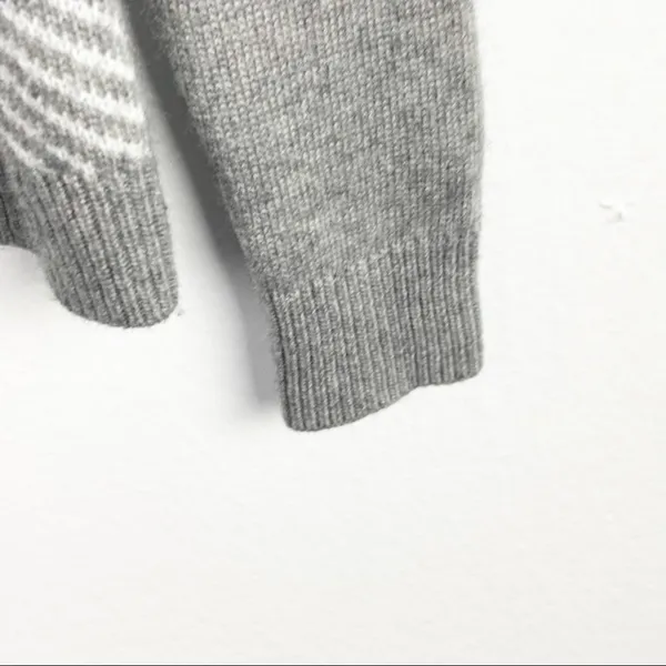 J. CREW FACTORY Gray Striped Merino Wool Blend Long Sleeves Sweater Small Preppy - Image 8