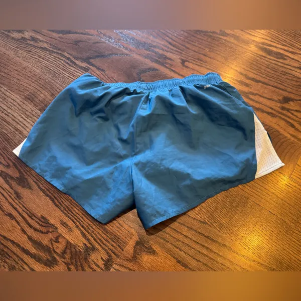 Nike Women's Drifit Athletic Shorts in Blue and White lined - Image 3