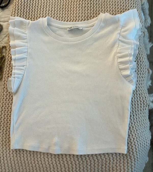 Zara white cropped ruffle tank  - Image 2