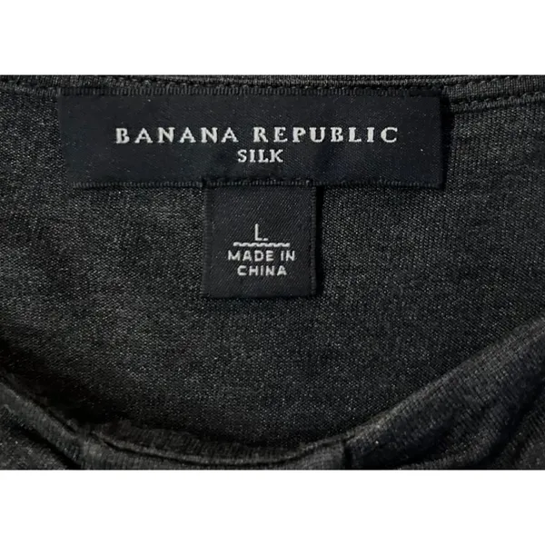 Banana Republic Silk Blouse Womens L Used Dark Gray - Image 5