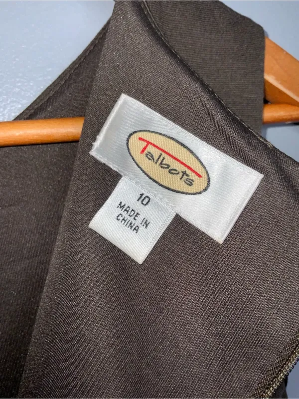 Talbots Vintage Brown Cotton Blend Sleeveless Midi Sheath Dress 10 - Image 6