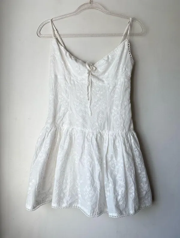 Princess Polly Peonies White Floral Embroidered Mini Dress 6 - Image 9