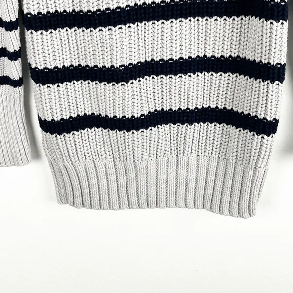 J. CREW Gray Striped Ripplestitch Knit Sweater Size Small Preppy Nautical Casual - Image 6