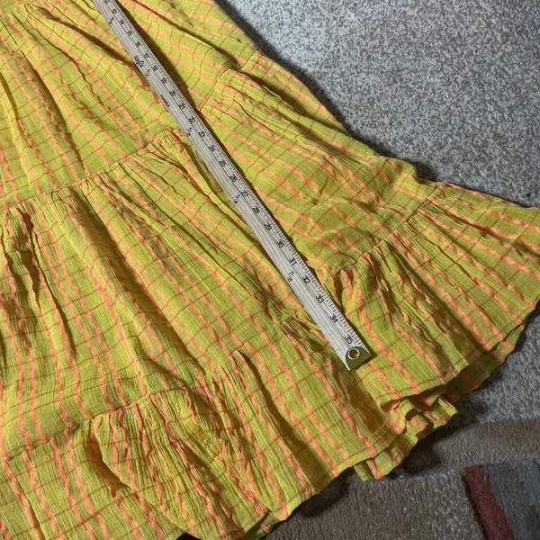 Free People Boho Sun Valley Midi Summer Dress Gauze Plaid Tiered OB1722085 XS‎ - Image 8