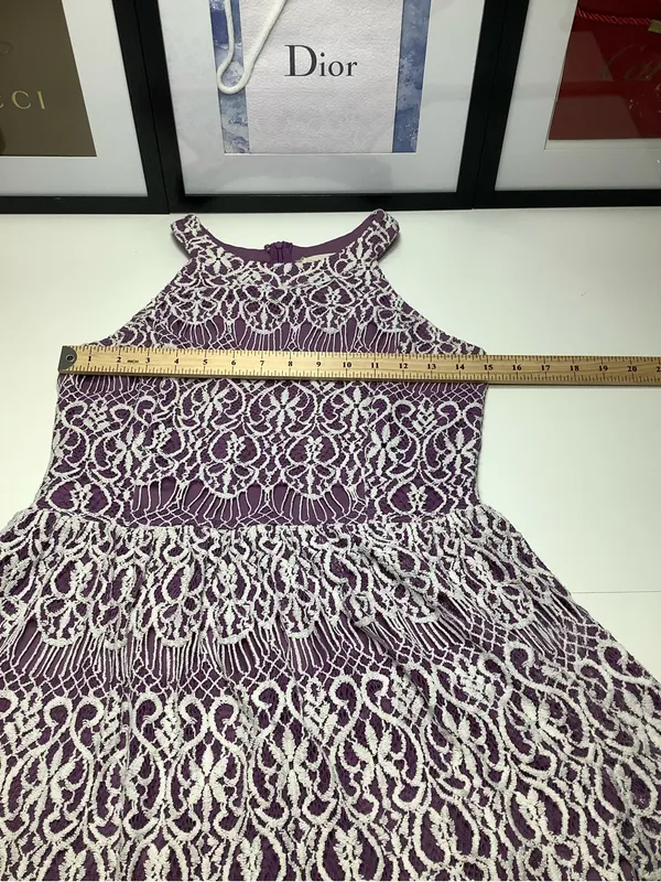 Altar'd State Purple Dress with White Lace Overlay EUC Wedding Sorority Feminine - Image 4