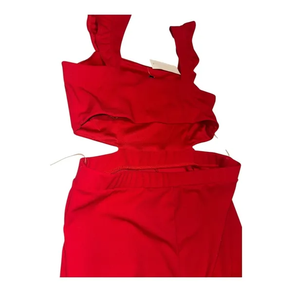 Mm Mm Mm Red Wide Leg Sleeveless Pants Jumpsuit, Womens‎ XL - Image 5
