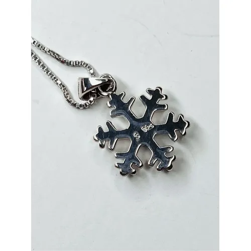 Silver 925 Simulated Fire Opal Snowflake 18" Necklace + Drop Earring Set Jewelry - Image 8