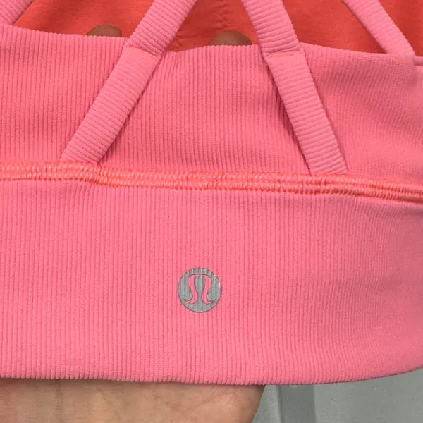 Lululemon Energy Bra High Neck Longline Ribbed Hot Pink W2CKSS Size 8 Athleisure - Image 5