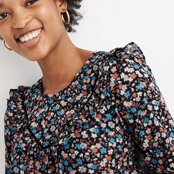 Madewell‎ Ruffle-Yoke Prairie Top in Spring Prairie Xs - Image 2