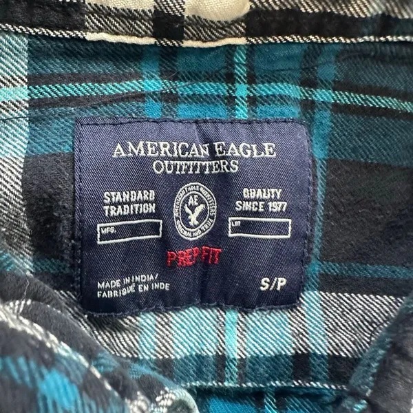American Eagle prep fit plaid tartan button down shirt - Image 2
