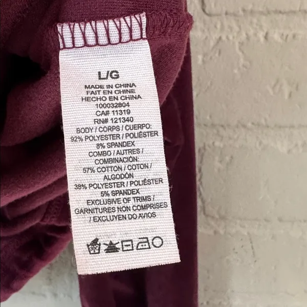 Garage velour cropped long sleeve hoodie Plush Burgundy large drawstring soft - Image 5