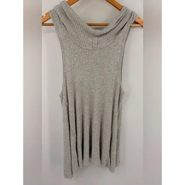 Free People We the free swing it grey cowl neck thermal tank top women’s M boho - Image 4