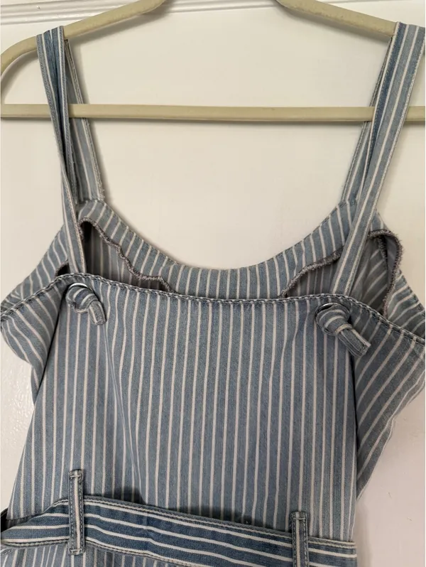 REWASH Blue and White Striped Jumpsuit with Belt Size S - Image 6