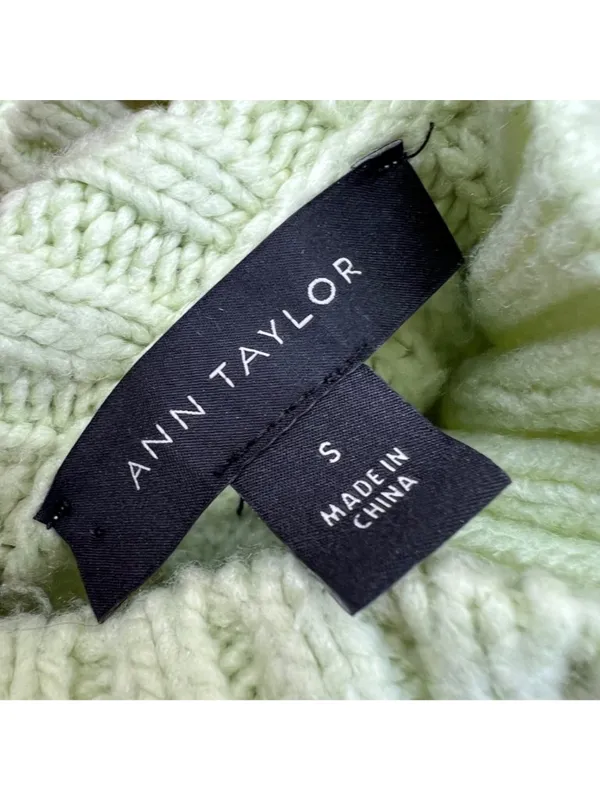 Ann Taylor Green Ribbed Turtleneck Shaker Sweater Size Small Chunky Cozy Pastel - Image 5