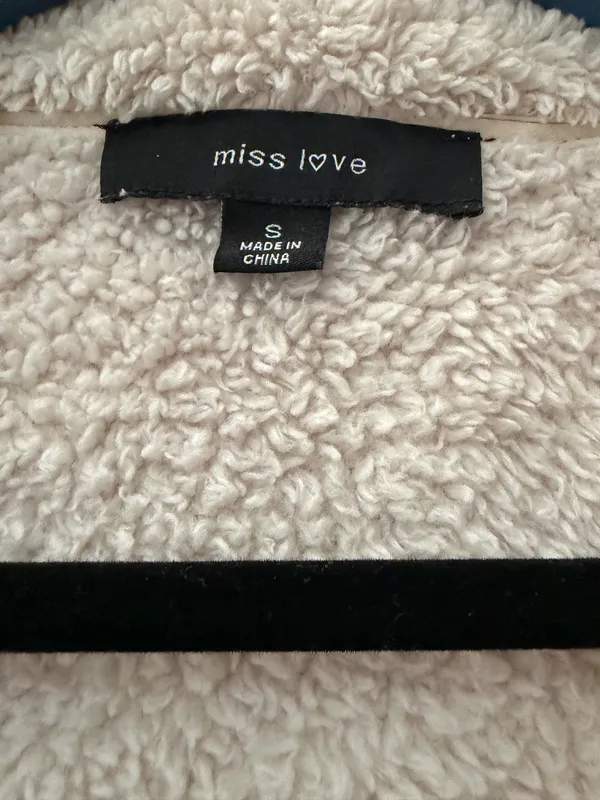 Miss Love Cozy Sherpa Button-Front Jacket in Light Beige Size S - Image 3