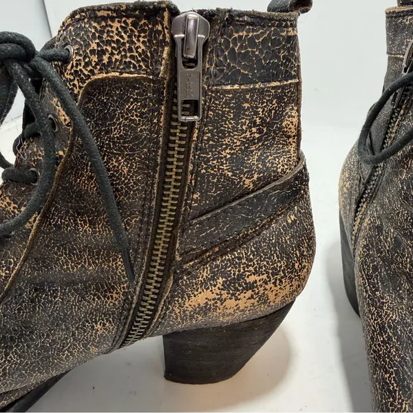 OTBT Floyd Distressed Crackle Leather Combat Boots Bronze Black Womens 7M - Image 10