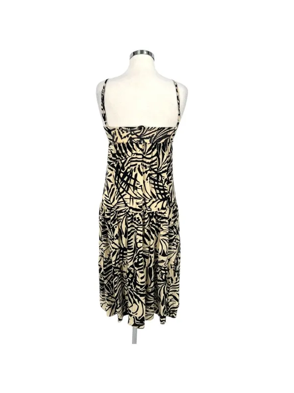Patrons Of Peace Boho Tropical Leaf Print V-Neck Sundress Ivory Black Size XS - Image 8