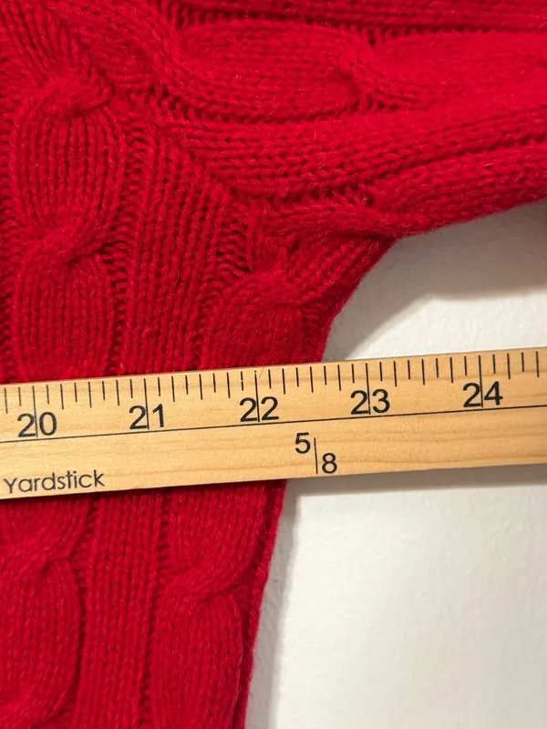 Ralph Lauren Cable Knit Wool Sweater Red Size Medium Women’s Relaxed Oversized - Image 7