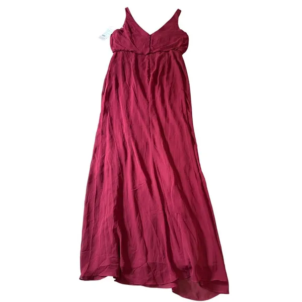 NWT‎ THREAD Bridesmaid Ines Chiffon Sleeveless Gown Burgundy Dessy Size 12 R - Image 4