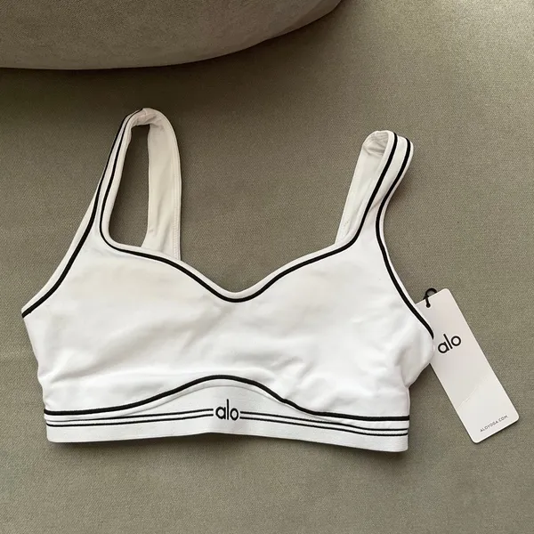 Alo Yoga Airbrush Heart Throb Bra White/Black M - Image 2
