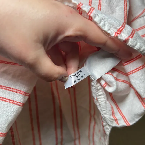 Madewell Oversized Pleated-Sleeve Button-Up Shirt red white women's s summer - Image 8