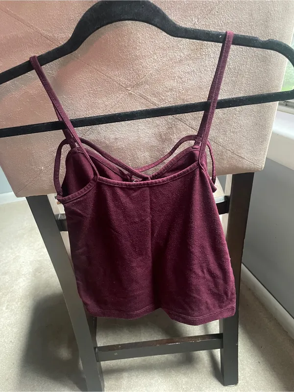 Forever 21 Wine Hollow Border Cropped Cami Tank Top - Image 2