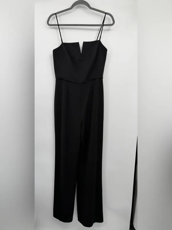 WAYF Spaghetti Strap Wide Leg Jumpsuit Womens M Black V Neck Formal - Image 3