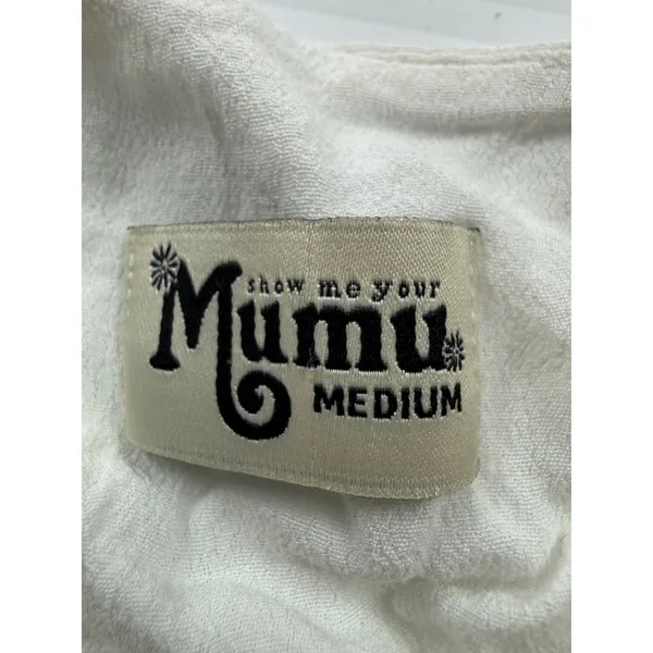 Show Me Your Mumu White Tie Front Peplum Camisole Top Medium Adjustable Straps - Image 2