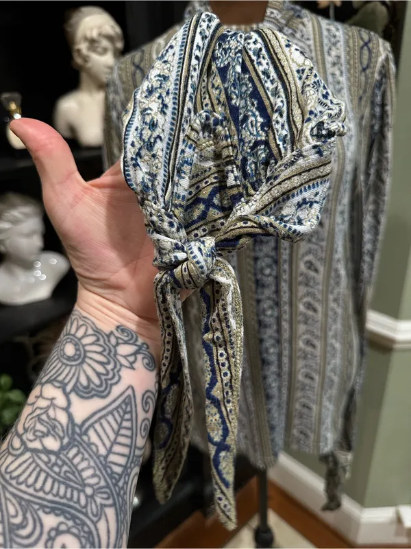 Free People “Donatella” Mock Turtleneck Paisley + Stripe Top – Size Medium - Image 5