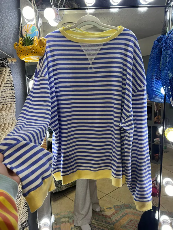 Free People Classic Stripped Oversized Crewneck - Image 4