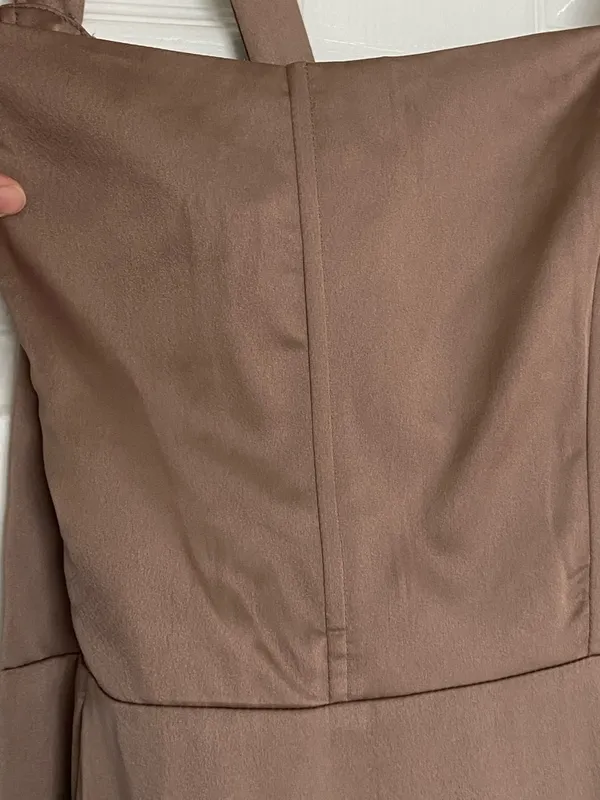 Show Me Your MuMu Taupe Satin Maxi Dress with Ruffle Hem - Image 12