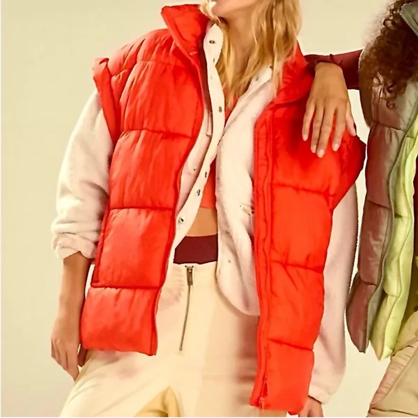 NWT FP Movement Free People‎ In a Bubble Puffer Vest Orange Size M Primaloft - Image 6