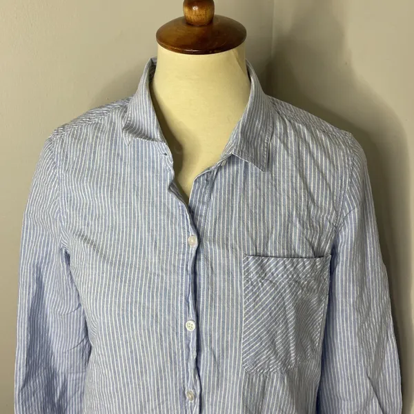 Barbour Seaglow Stripe‎ Cotton & Linen Shirtdress Sz 6 - Image 6