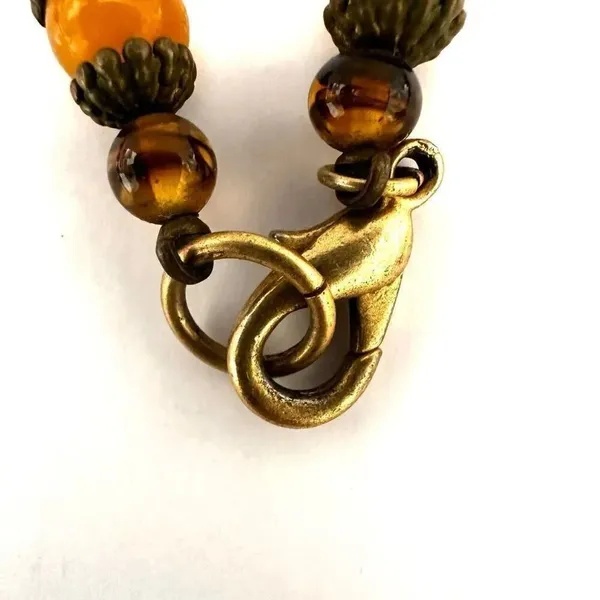 faux amber beaded long necklace Brown - Image 6