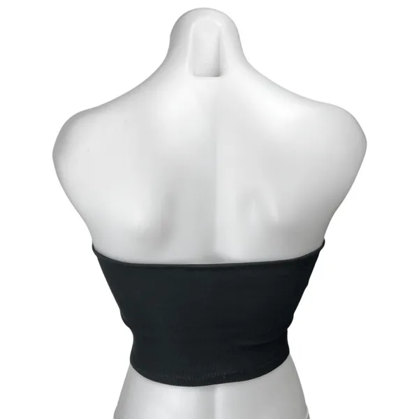 Zara Women's Black Rib Knit Strapless Bandeau Tube Cropped Tank Top Size S - Image 2