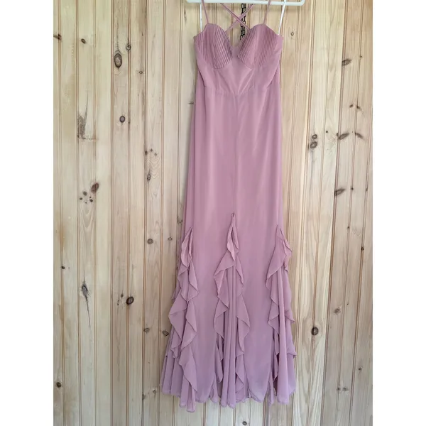 NWOT Lulus Priela Pink Ruffled Lace-Up Maxi Dress Holiday Party Bridesmaid Sz L - Image 2