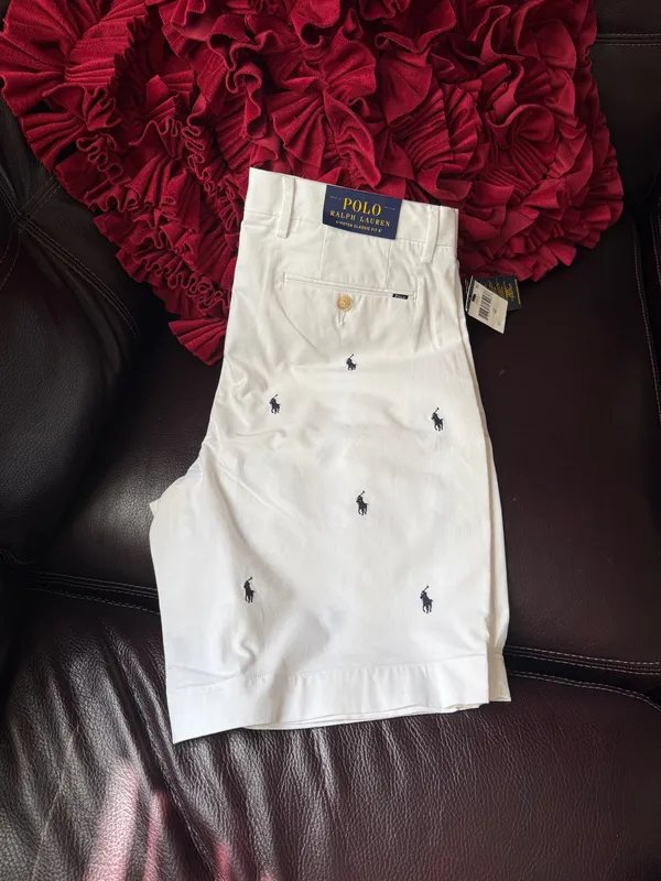 NWT Polo Ralph Lauren All Over Pony Classic Fit 9" White Blue Short SZ 33W/34W - Image 2