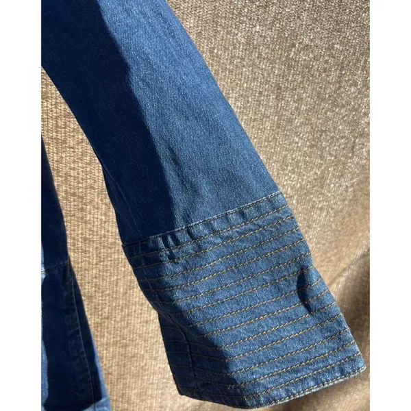 Free People Dreaming Of Denim Hendrix Tunic Oversized Women’s Sz S Denim Blue - Image 13