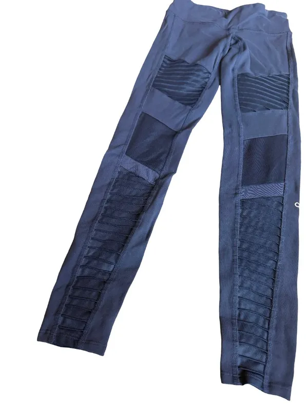 Alo Yoga High-Waisted Moto Leggings Navy Stretch Ankle Length Workout Size XS - Image 6