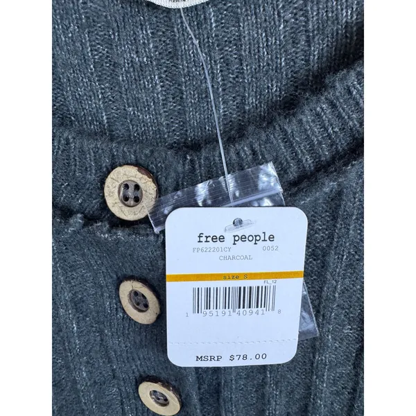 NWT Free People Around The Clock‎ Henley S Charcoal Ribbed Stretch Minimalist - Image 5