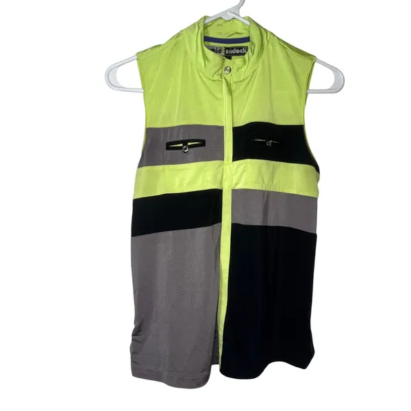 Jamie Sadock Golf Top Womens Small Sleeveless Colorblock Green Yellow Gray Black - Image 8